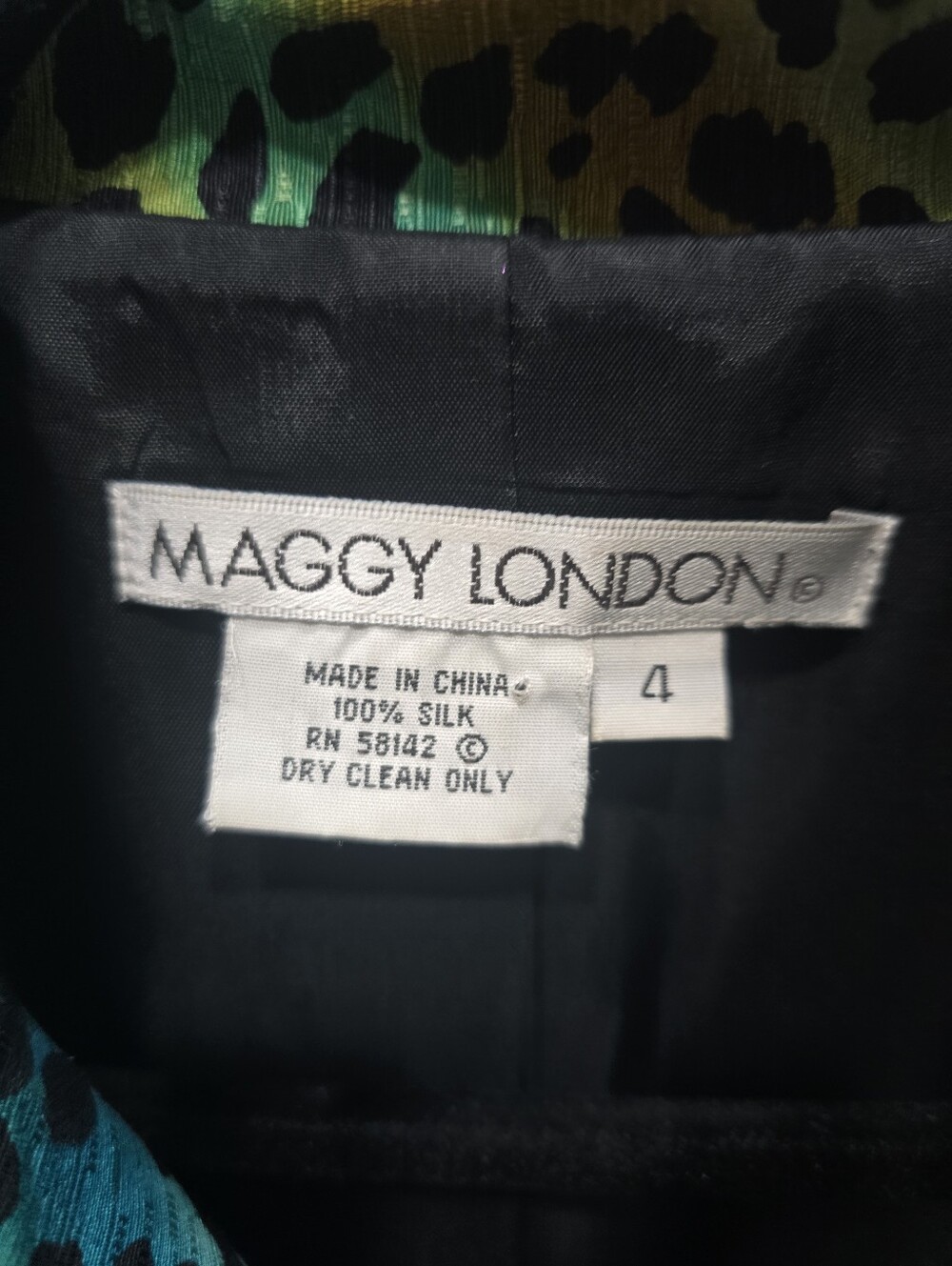 Maggy London 100% Silk Animal Print Jacket Women's 4 Quiet Luxury Meets Mob Bo - Picture 3 of 10